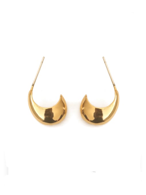 ACCA Brass Smooth Moon Vintage Stud Earring 0