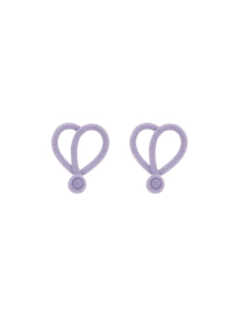Five Color Brass Velvet Heart Minimalist Stud Earring 0