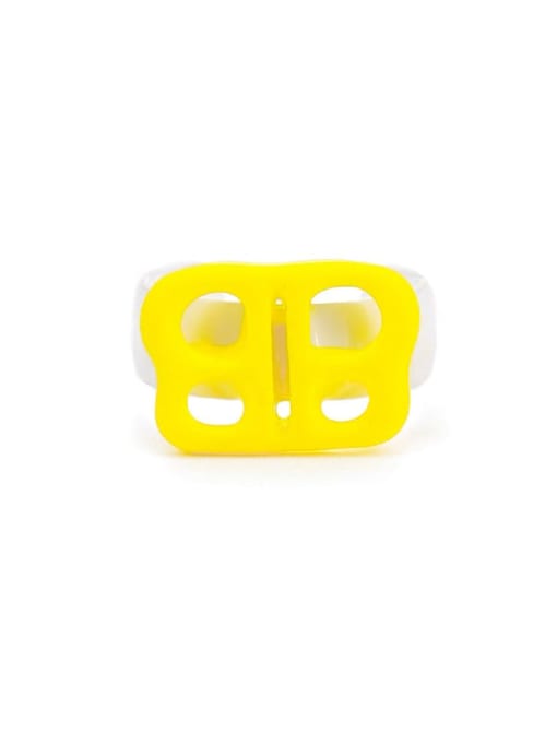 Lemon yellow Brass Enamel Letter Minimalist Band Ring