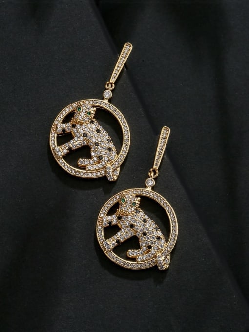AOG Brass Cubic Zirconia Leopard Vintage Drop Earring 1