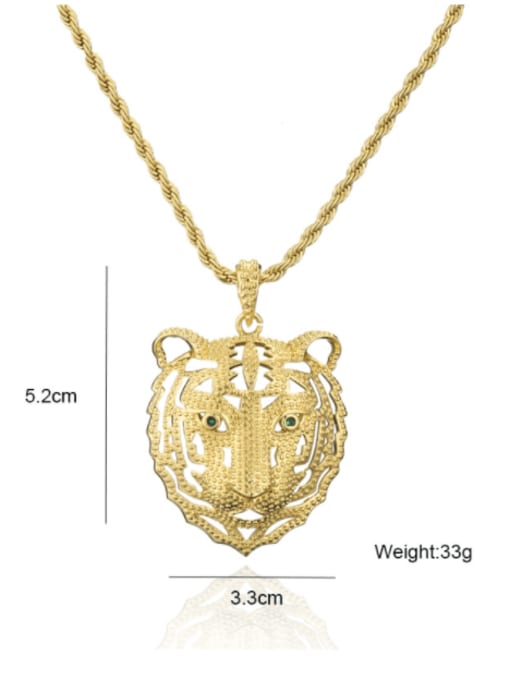 AOG Brass Cubic Zirconia Vintage Tiger Head  Pendant Necklace 2