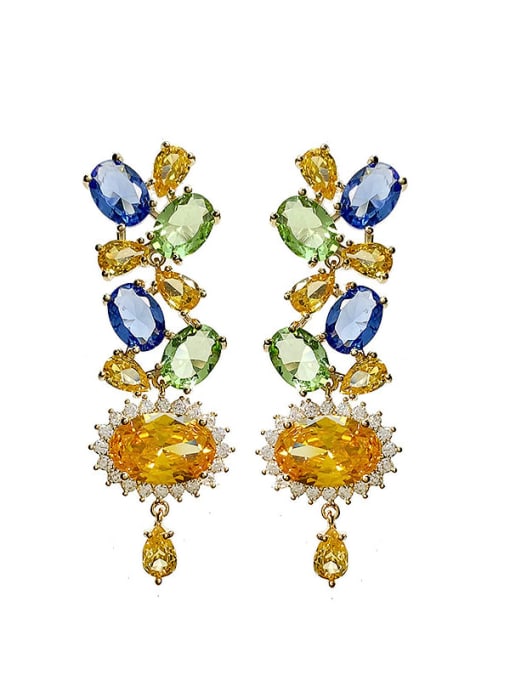 Contrast crystal earrings Brass Cubic Zirconia Water Drop Dainty Drop Earring