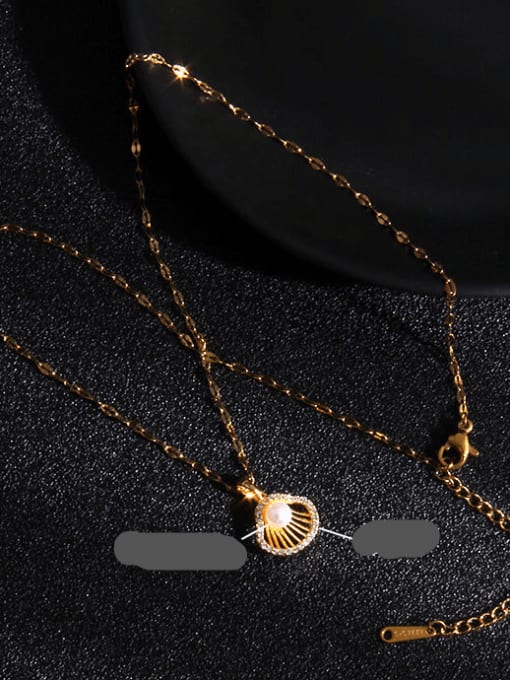 Scallop ea175 Copper Imitation Pearl Acrylic Sea  Star Trend Heart Pendant Necklace