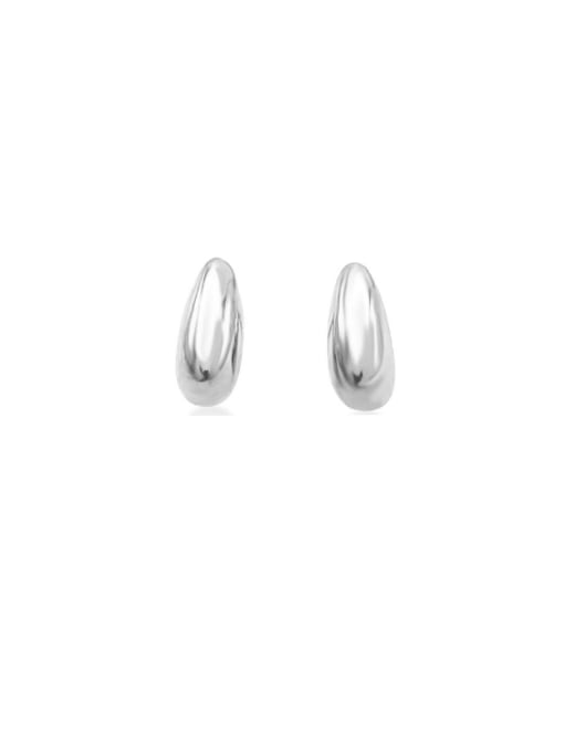Steel color Stainless steel Water Drop Minimalist Stud Earring