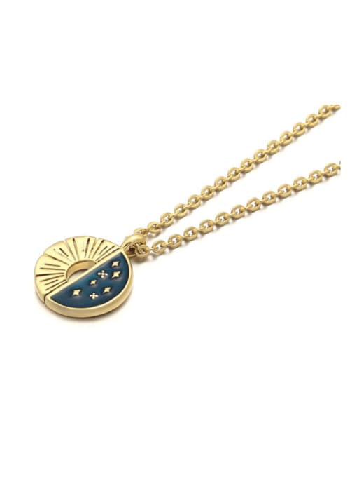 golden Brass Enamel Star Vintage Necklace