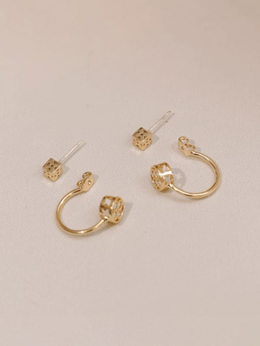 HYACINTH Brass Cubic Zirconia Geometric Minimalist Hook Earring