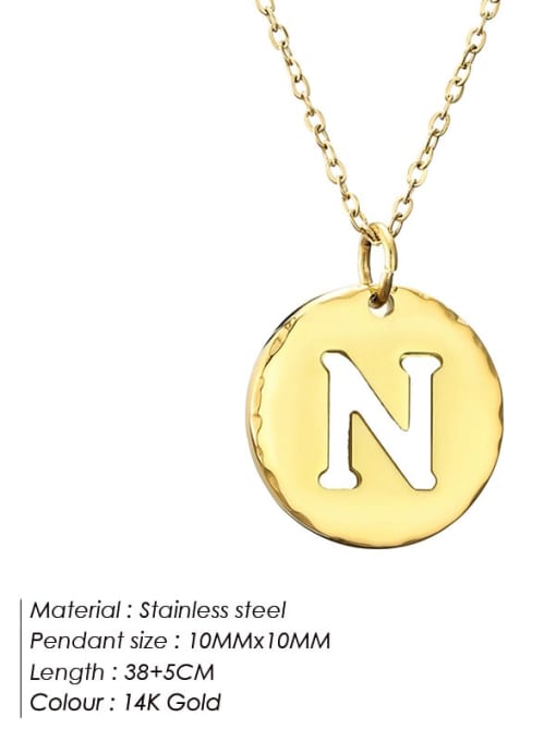 N 14 K gold Stainless steel Letter Minimalist Necklace
