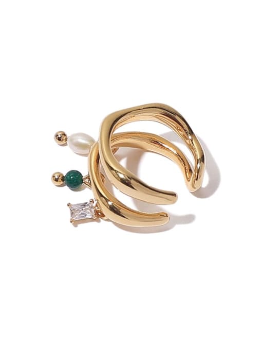 Five Color Brass Cubic Zirconia Geometric Trend Single Earring(Single -Only One) 0