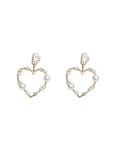 HYACINTH Brass Imitation Pearl Heart Vintage Drop Trend Korean Fashion Earring 0