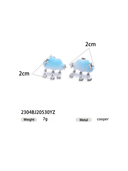 ACCA Brass Resin Cloud Water Drop Trend Stud Earring 2