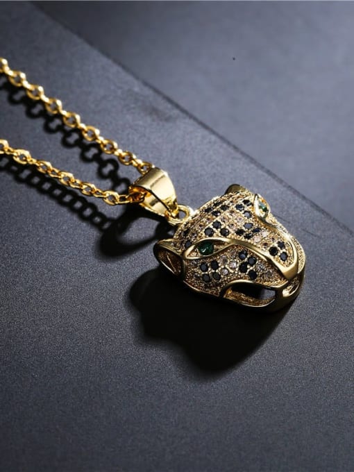 AOG Brass Cubic Zirconia Vintage  Leopard  Hand Pendant Necklace 1