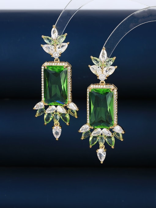 Fruit green Brass Cubic Zirconia Water Drop Luxury Stud Earring