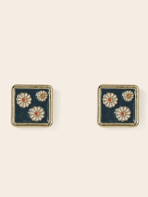 Three Flower Earrings Alloy Enamel Flower Vintage Stud Earring