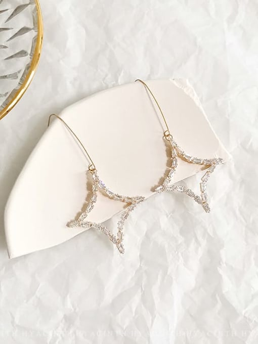 14K  gold Copper Cubic Zirconia Geometric Dainty Hook Trend Korean Fashion Earring