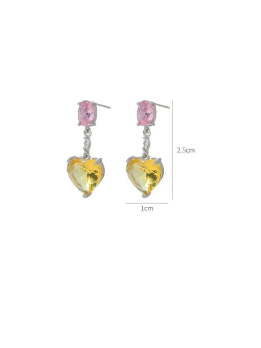 YOUH Brass Cubic Zirconia Heart Dainty Drop Earring 1