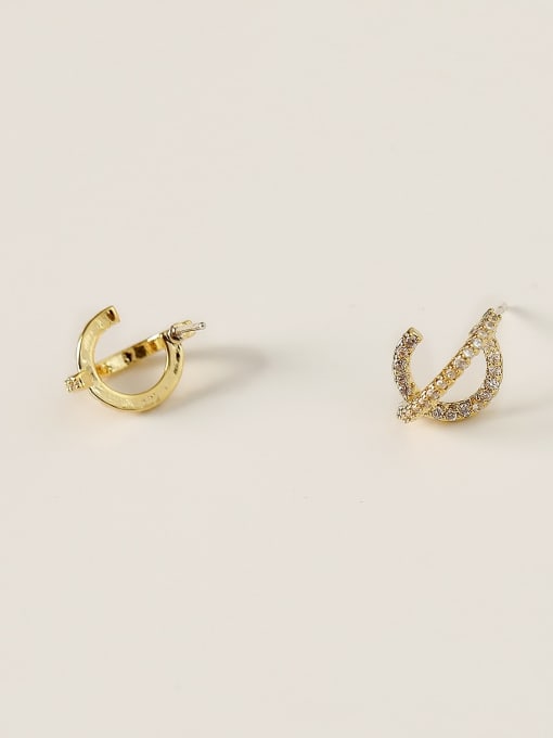 HYACINTH Brass Cubic Zirconia Geometric Minimalist Stud Trend Korean Fashion Earring 3