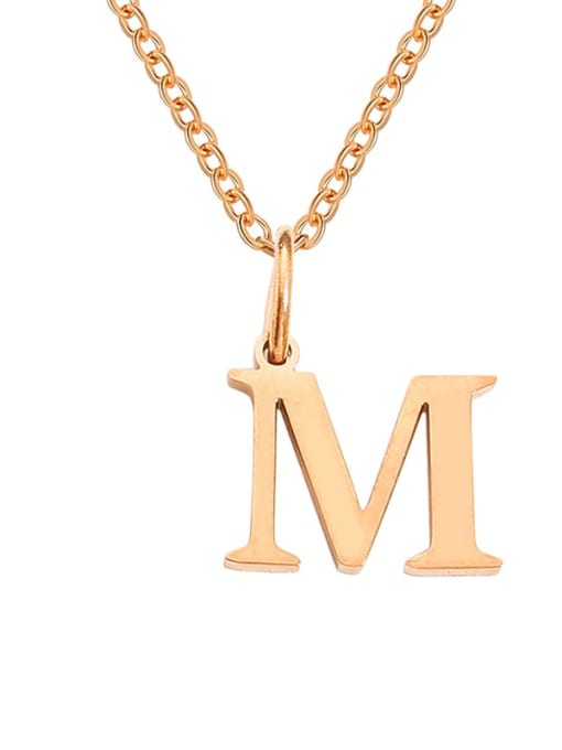 M Rose Gold Stainless steel Letter Minimalist Necklace