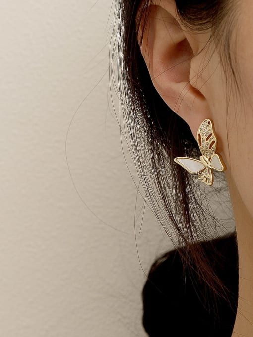 HYACINTH Brass Shell Butterfly Cute Stud Trend Korean Fashion Earring 1