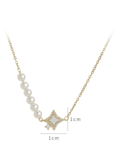 YOUH Brass Imitation Pearl Star Minimalist Necklace 1