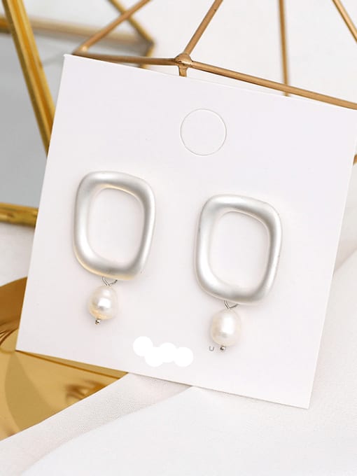 Dumb Silver Copper Imitation Pearl Geometric Minimalist Drop Trend Korean Fashion Earring