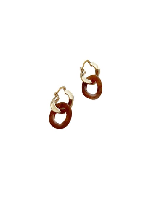 Amber two Earrings Alloy Resin Geometric Vintage Stud Earring