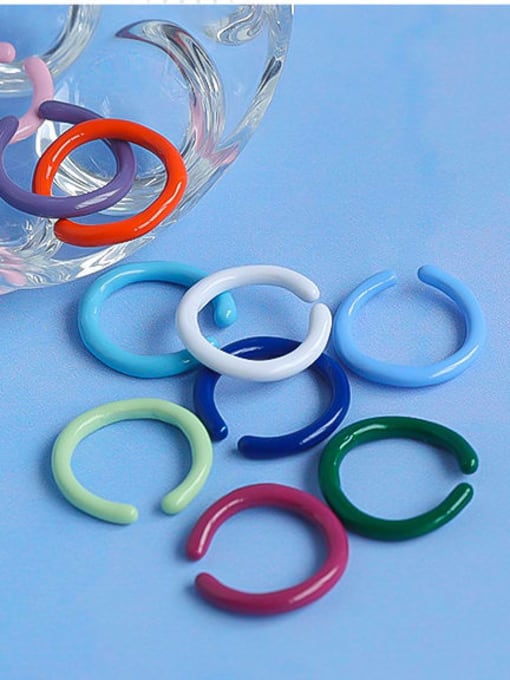 Five Color Zinc Alloy Enamel Geometric Minimalist Band Ring 3