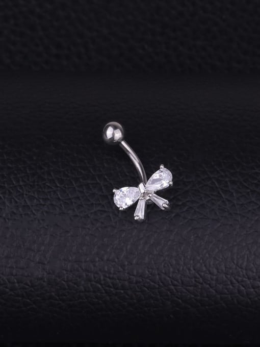 HISON Stainless steel Cubic Zirconia Bowknot Hip Hop Belly Rings & Belly Bars 2