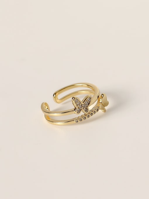 14k Gold Brass Cubic Zirconia Star Minimalist Stackable Fashion Ring