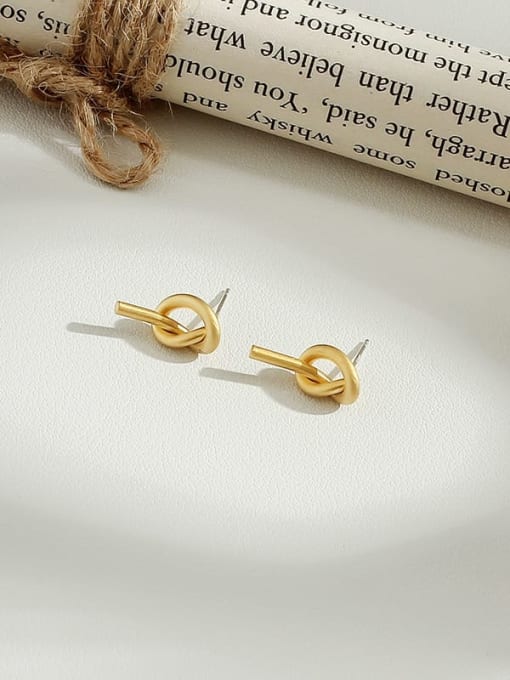 Dumb gold Copper Irregular Minimalist  Tie  Stud Trend Korean Fashion Earring
