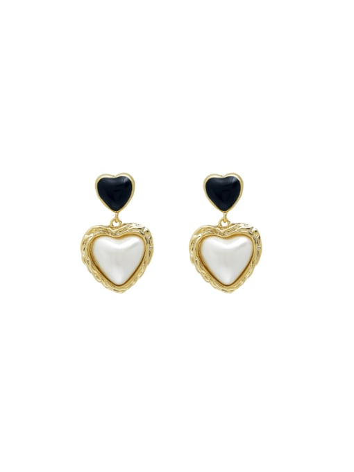 HYACINTH Brass Imitation Pearl Heart Minimalist Drop Earring