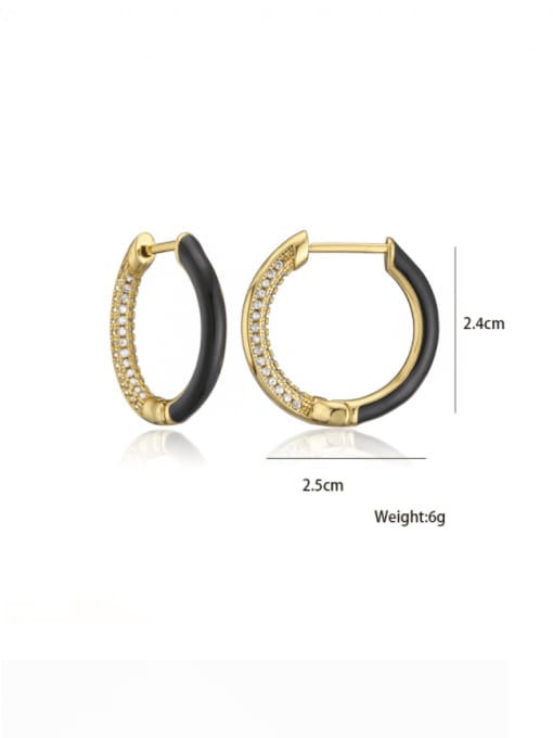 AOG Brass Rhinestone Enamel Round Minimalist Hoop Earring 3
