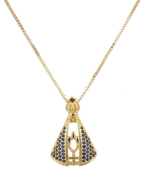 Gold plating Brass Cubic Zirconia Religious Vintage Necklace