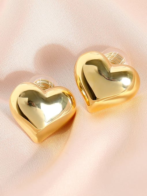 18k gold Brass Smooth  Heart Minimalist Clip Earring