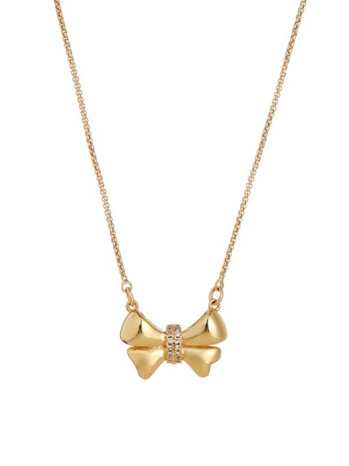 golden Brass Bowknot Minimalist Necklace