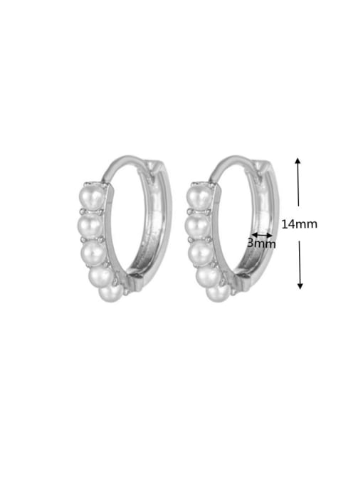755 white K Brass Imitation Pearl Round Minimalist Huggie Earring