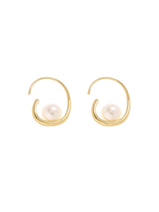 Option 3  2.0cm*1.4cm Brass Imitation Pearl Geometric Minimalist Stud Earring