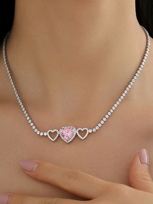 TINGS Brass Cubic Zirconia Heart Hip Hop Necklace 1