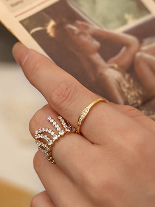 ACCA Brass Cubic Zirconia Tassel Vintage Band Ring 1