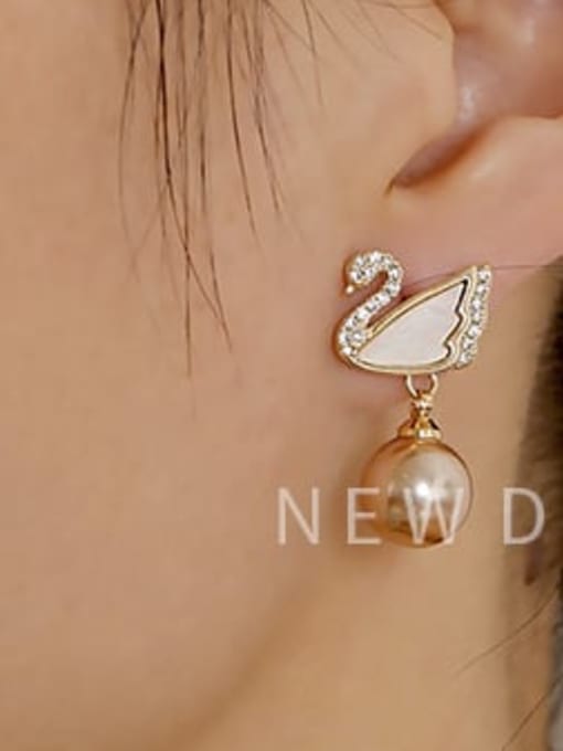 HYACINTH Brass Cubic Zirconia Swan Cute Stud Trend Korean Fashion Earring 1