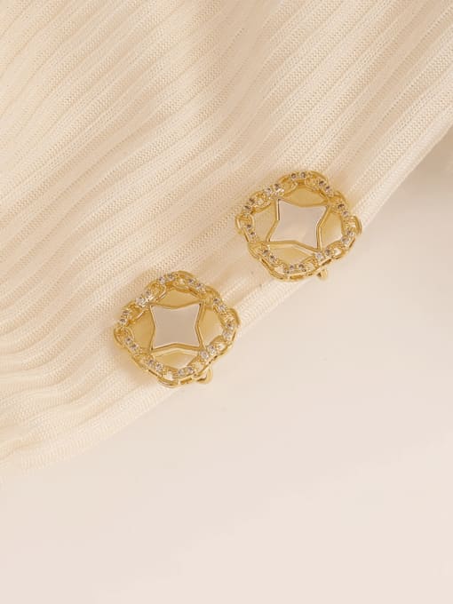 14k gold Brass Shell Geometric Minimalist Clip Earring