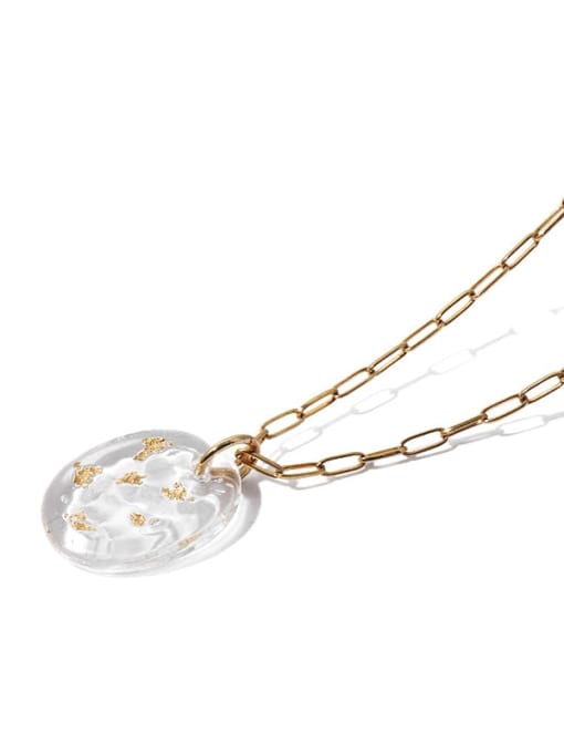 golden Brass Geometric Minimalist Simple gold foil transparent crystal Necklace