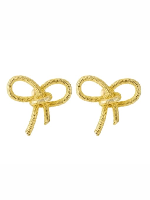 ZRUI Brass Hollow  Bowknot Minimalist Stud Earring