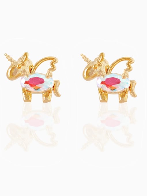 00099 gold Brass Cubic Zirconia Animal Cute Stud Earring