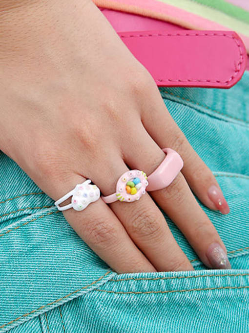 Five Color Zinc Alloy Enamel Heart Cute Band Ring 1