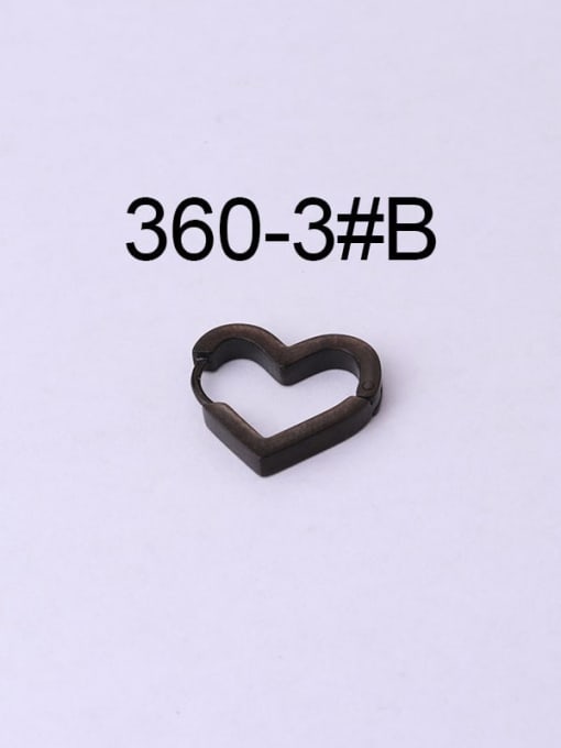 3#Black Stainless steel Heart Minimalist Huggie Earring(Single Only One)