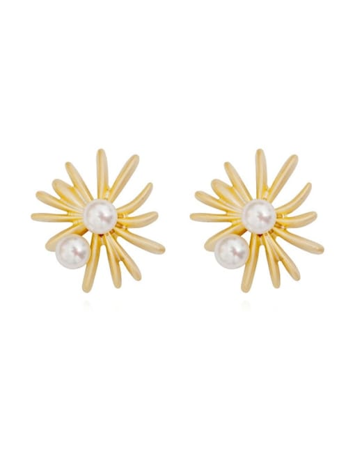 HYACINTH Copper Imitation Pearl Flower Dainty Stud Trend Korean Fashion Earring 2