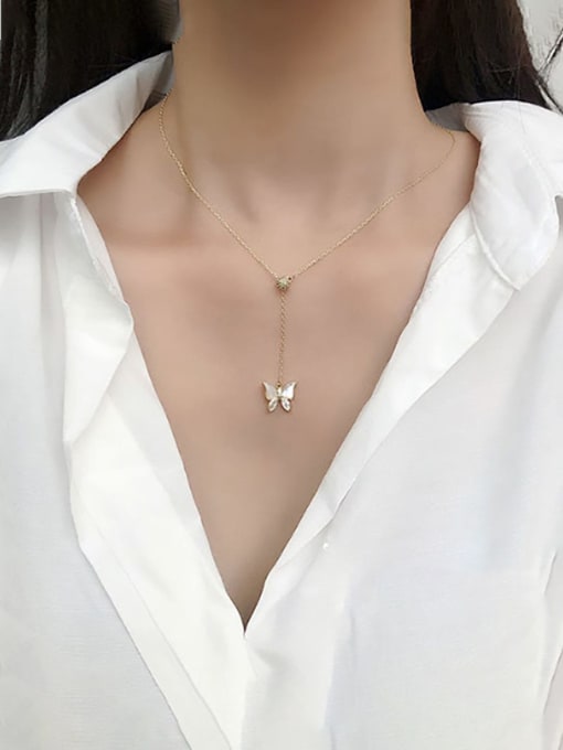 HYACINTH Brass Shell Butterfly Dainty Trend Korean Fashion Necklace 1