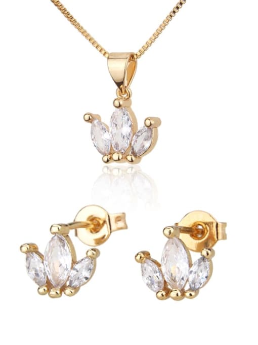 renchi Brass  Irregular  Cubic Zirconia Earring and Necklace Set 0