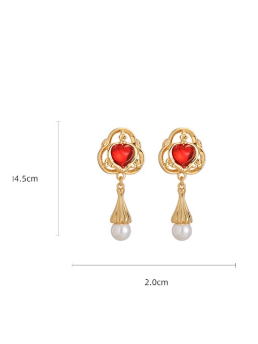 Five Color Brass Cubic Zirconia Heart Vintage Drop Earring 3