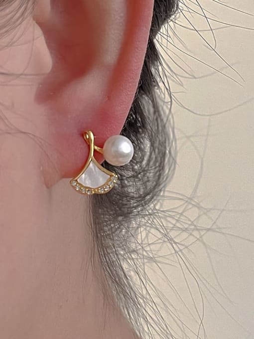 ZRUI Brass Shell Geometric Minimalist Drop Earring 2